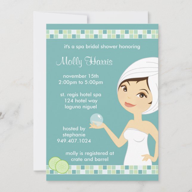 Invitation de partie de Bachelorette de spa (Devant)