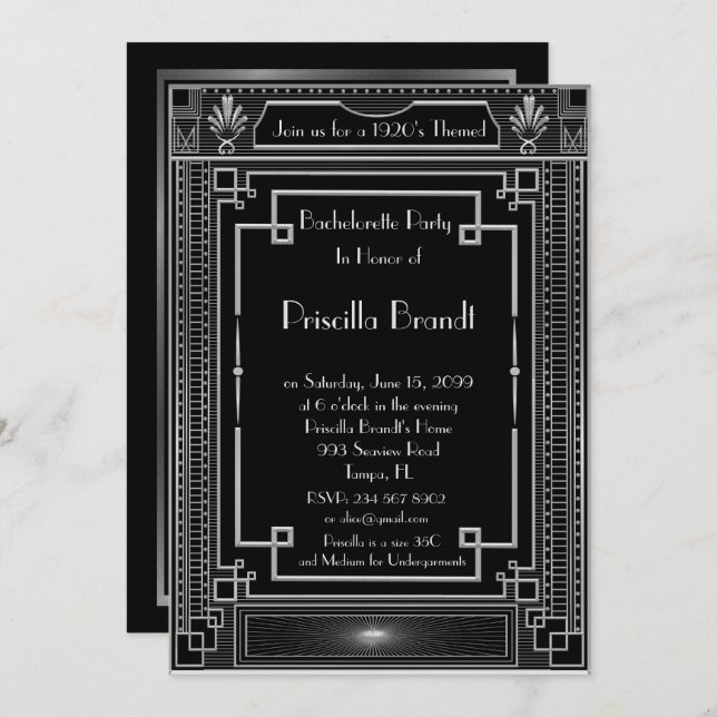 Invitation de partie de Bachelorette, grand (Devant / Derrière)