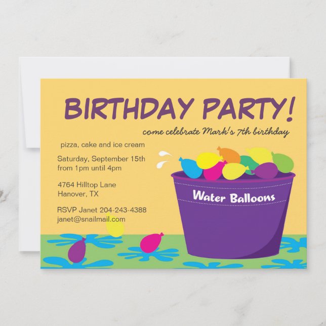 Invitation de partie de ballon d'eau (Devant)