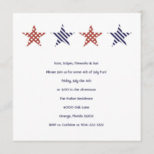 Invitation de partie de bannière étoilée 4 juillet