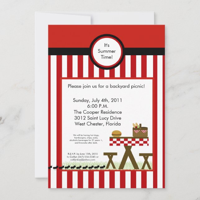 invitation de partie de barbecue d'été du (Devant)