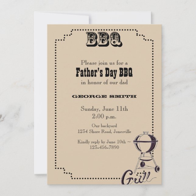 Invitation de partie de BBQ de fête des pères (Devant)
