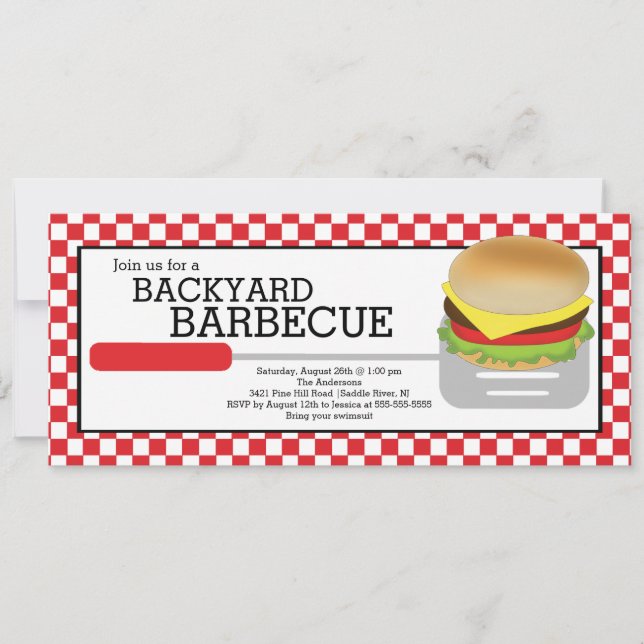 Invitation de partie de BBQ d'été d'amusement (Devant)