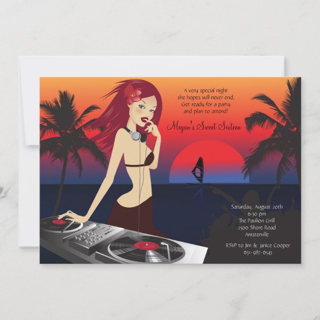 Invitation de partie de beauté du DJ (Devant)