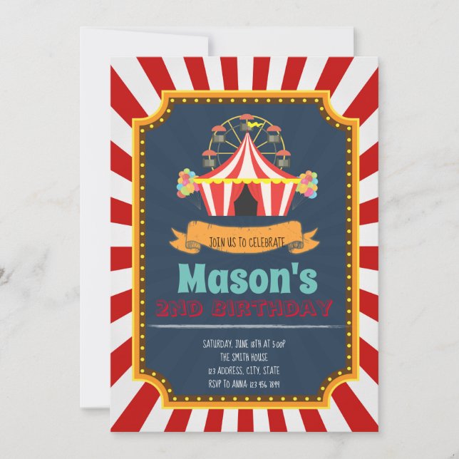 Invitation de partie de carnaval de jardin (Devant)