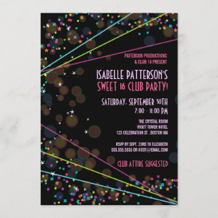 Invitation de partie de club du bonbon 16 à lampes
