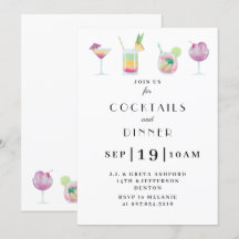 Invitation de partie de cocktail et de boissons