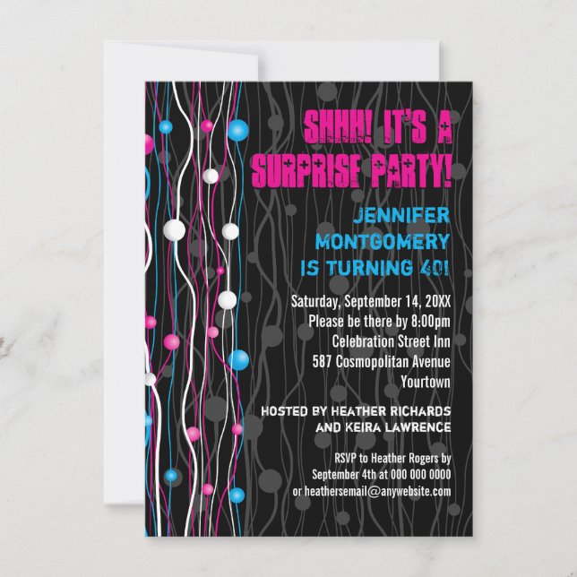 Invitation de partie de confettis de sphères de (Devant)