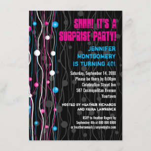 Invitation de partie de confettis de sphères de