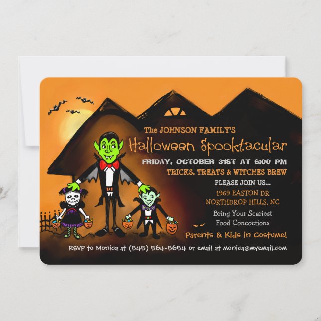 Invitation de partie de costume de Halloween de (Devant)