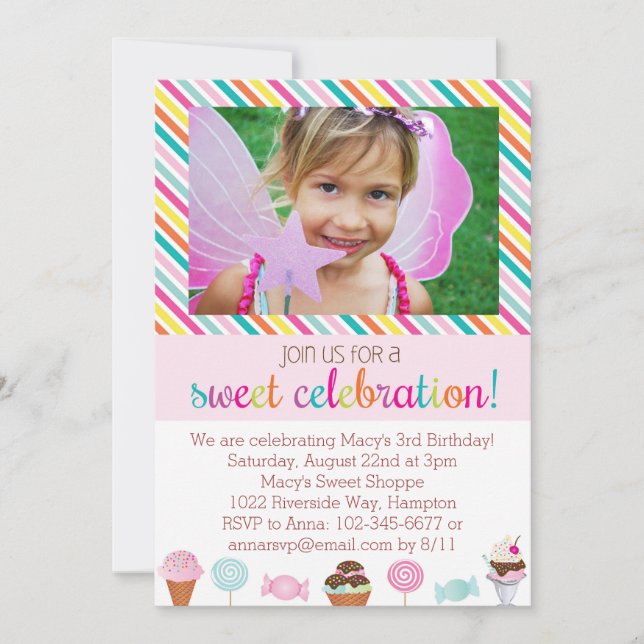 Invitation de partie de crème glacée et de (Devant)