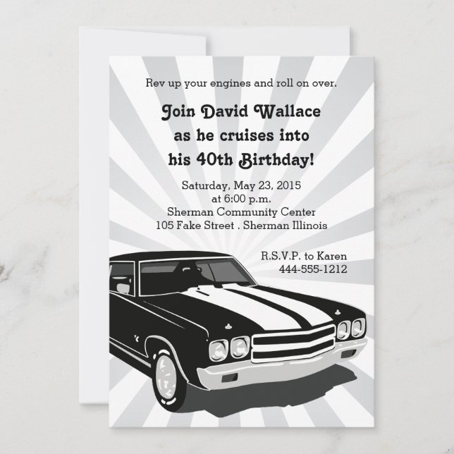 Invitation de partie de Cruisin (Devant)
