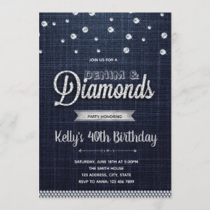 Invitation de partie de denim de diamants