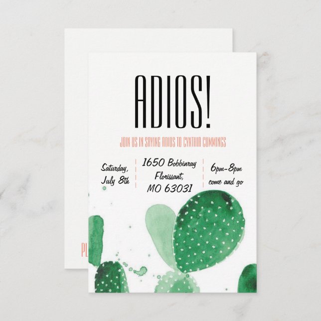 Invitation de partie de départ (Devant / Derrière)