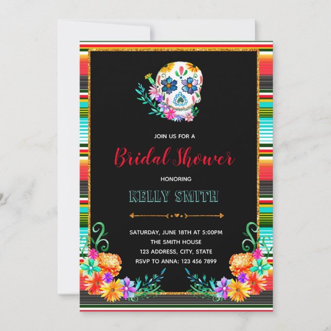 Invitation de partie de Dia de los Muertos (Devant)
