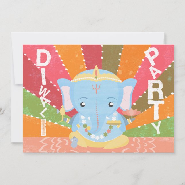 Invitation de partie de Diwali (Devant)
