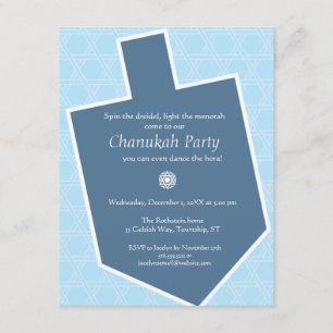 Invitation de partie de Dreidel Chanukah