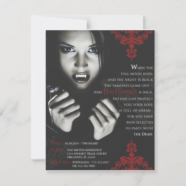 Invitation de partie de Femme Fatale Halloween (Devant)
