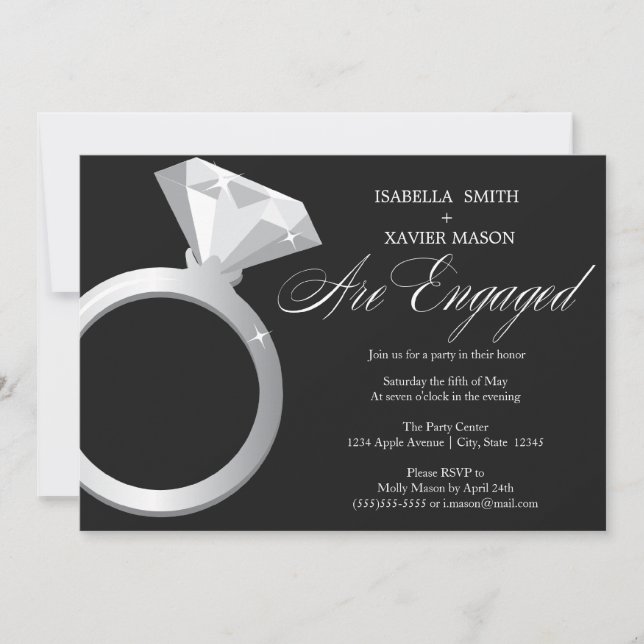 Invitation de partie de fiançailles de bague à (Devant)