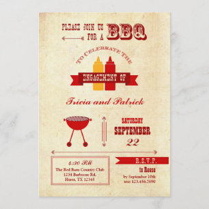 Invitation de partie de fiançailles de BBQ
