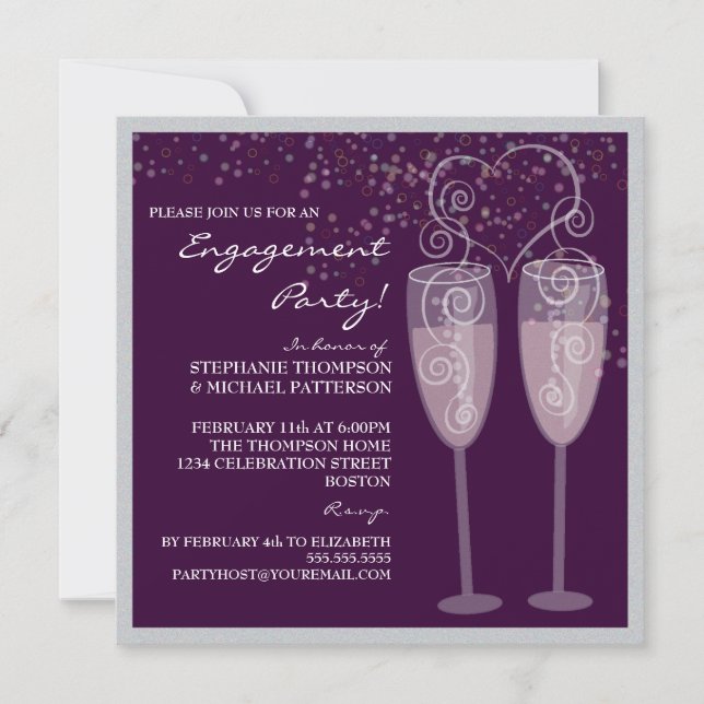 Invitation de partie de fiançailles de Champagne (Devant)