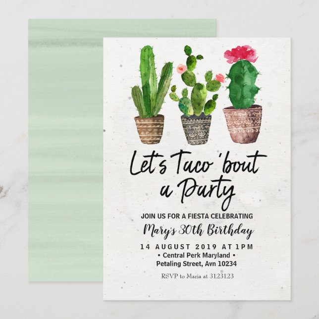 Invitation de partie de fiesta d'anniversaire de (Devant / Derrière)
