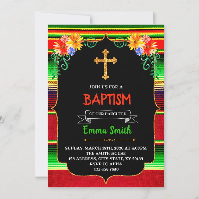 Invitation de partie de fiesta de baptême (Devant)