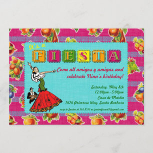 Invitation de partie de fiesta - magenta mexicain