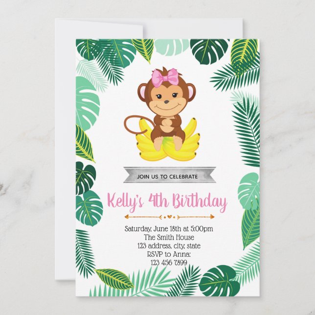 Invitation de partie de fille de singe (Devant)