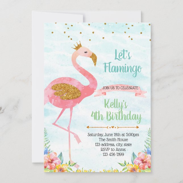 Invitation de partie de flamant de parties (Devant)