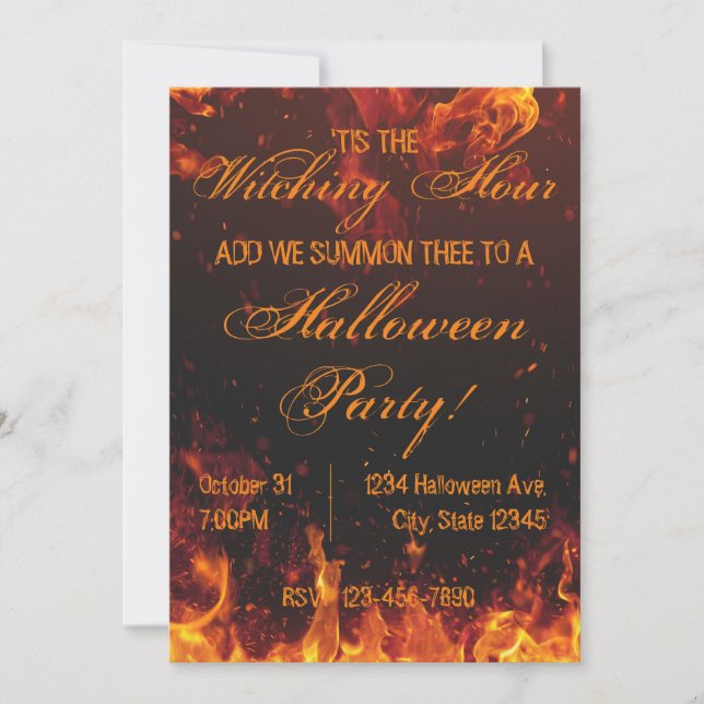 Invitation de partie de flamber Halloween (Devant)