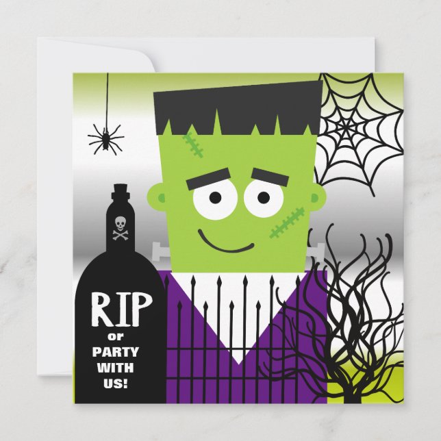 Invitation de partie de Frankenstein Halloween (Devant)