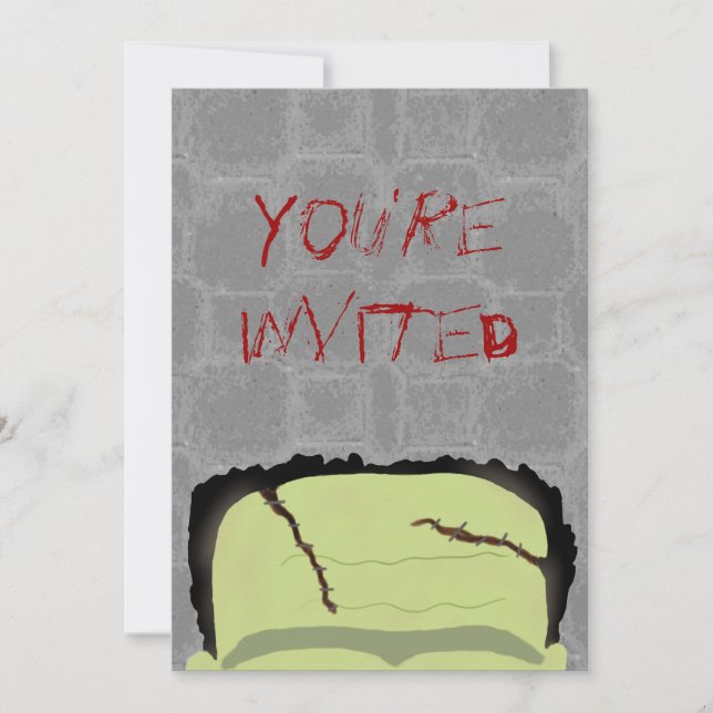 Invitation de partie de Frankenstein Halloween (Devant)