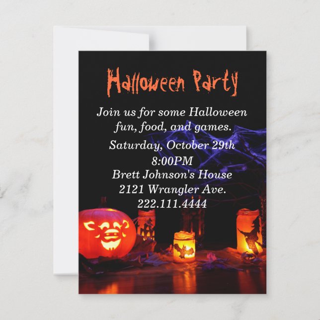Invitation de partie de Halloween (Devant)