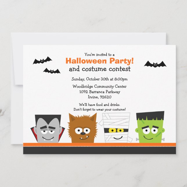 Invitation de partie de Halloween (Devant)