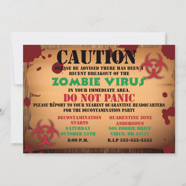 Invitation de partie de Halloween de virus de (Devant)