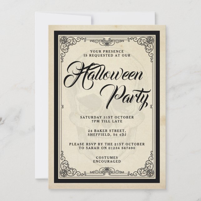 Invitation de partie de Halloween - thème gothique (Devant)