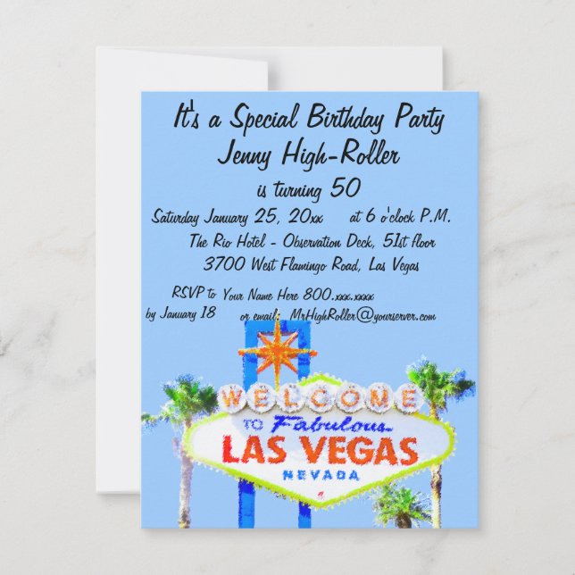 Invitation de partie de Las Vegas avec l'Affiche (Devant)