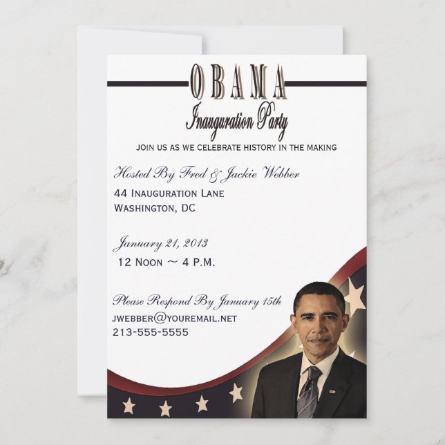 Invitation de partie de l'inauguration 2013 (Devant)