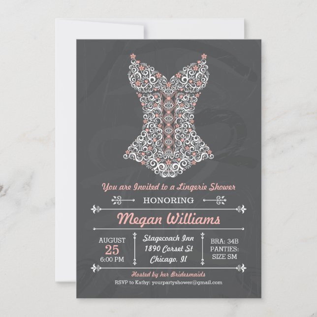 Invitation de partie de lingerie de tableau noir (Devant)