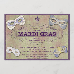 Invitation de partie de mardi gras