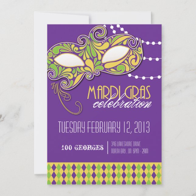 Invitation de partie de mardi gras (Devant)