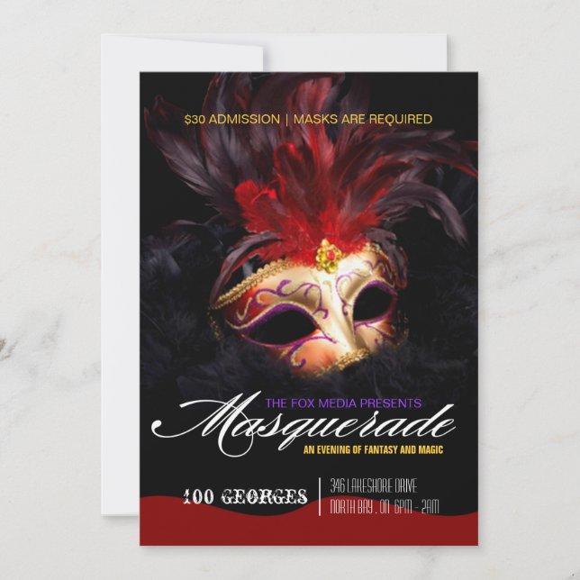 Invitation de partie de mascarade (Devant)