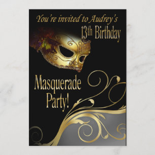 Invitation de partie de mascarade pour Audrey