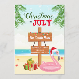 Invitation de partie de Noël de plage en juillet