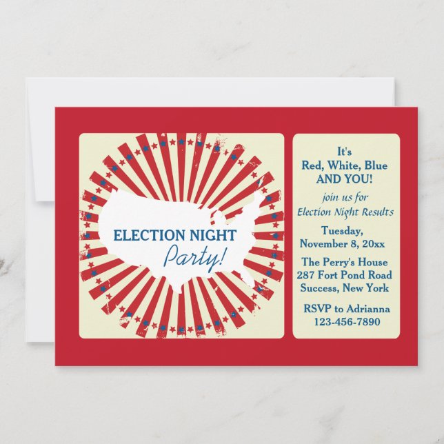 Invitation de partie de nuit d'élection nationale (Devant)