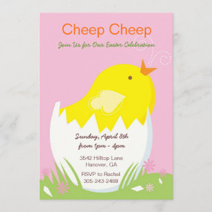 Invitation de partie de Pâques de poussin de jaune