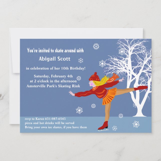 Invitation de partie de patinage de glace de la (Devant)