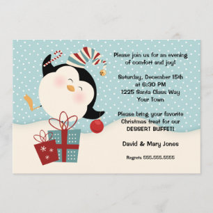 Invitation de partie de pingouin de Noël