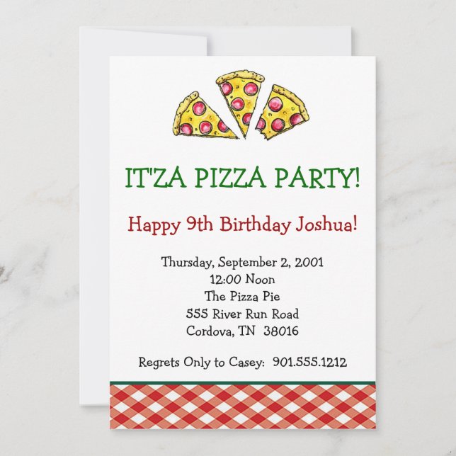 Invitation de partie de pizza (Devant)